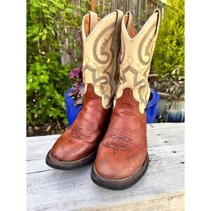 Two-Tone Leather Ankle Boots